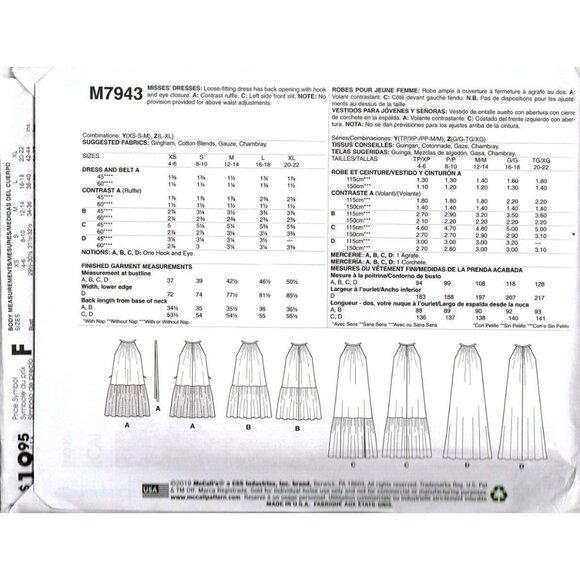 McCall's M7943 Misses XS to M Learn to Sew Easy Dresses Uncut Sewing Pattern - Picture 2 of 2